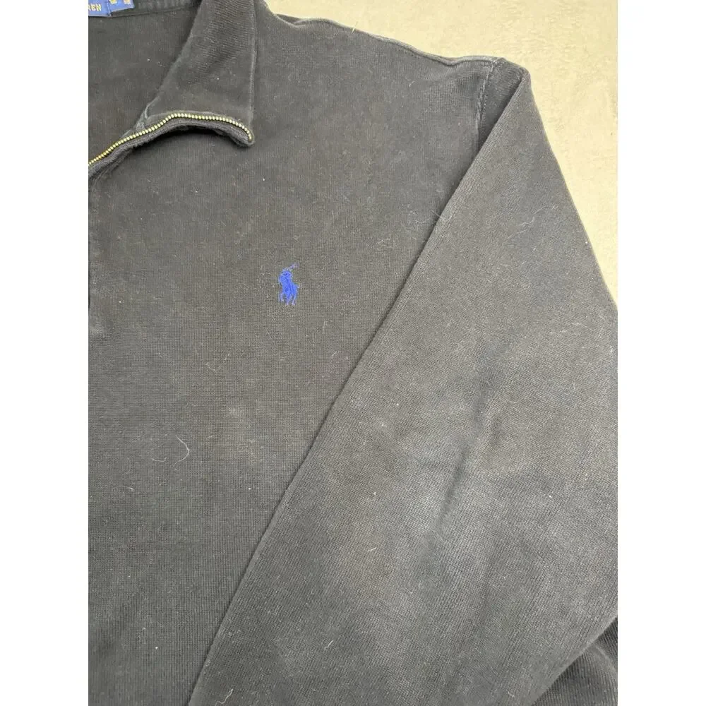 Polo Ralph Lauren Men’s 2XB Black Quarter Zip Sweatshirt Blue Pony Big Tall